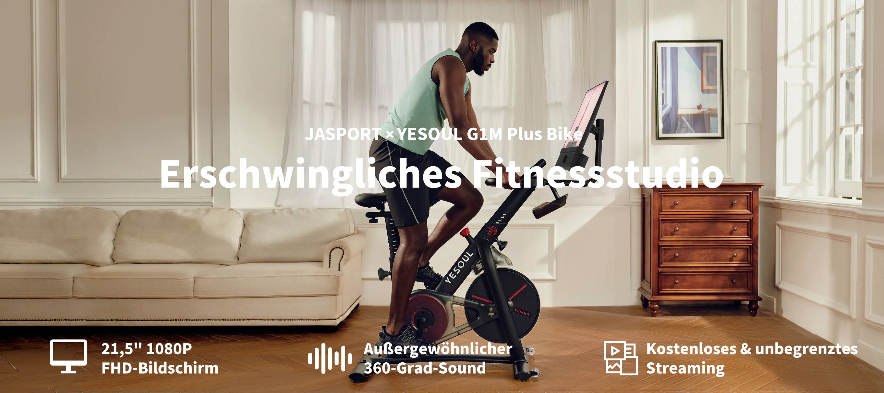 Ein Speedbike mit großem Bildschirm und Soundsystem